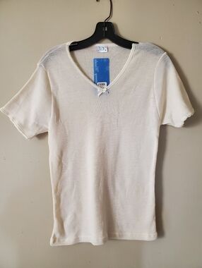NWT Harvey Woods Made In Canada Wool Short Sleeve Top Undershirt Size Large